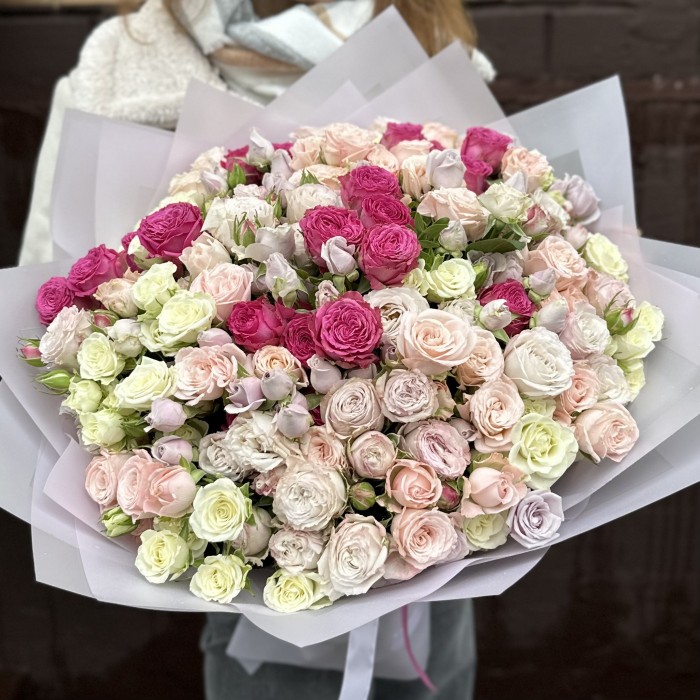 Микс из 55 кустовых роз